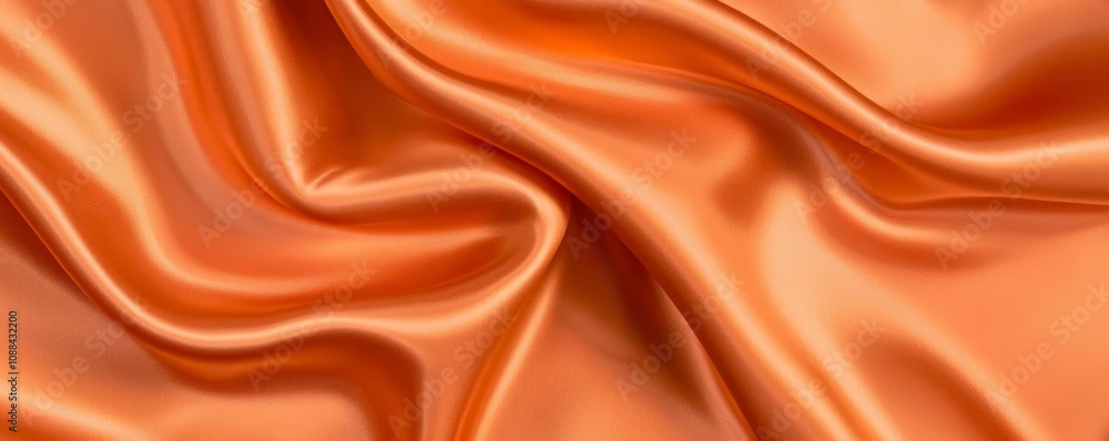 Fototapeta premium Close-up of textured silk in vibrant orange tones