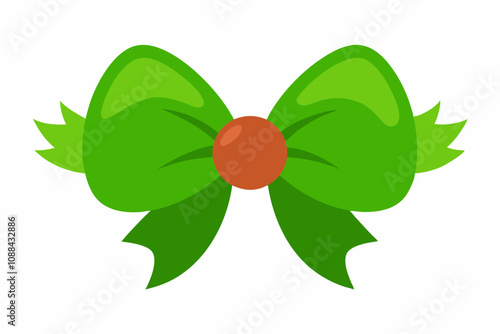 Christmas ribbon bow flat vector illustration.