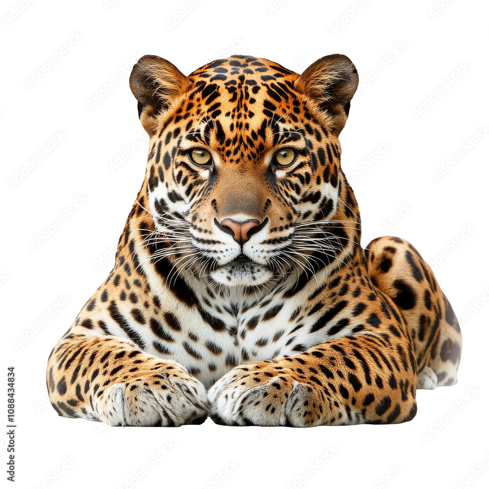 Laying leopard with striking fur patterns up close Laying leopard with striking fur patterns up close