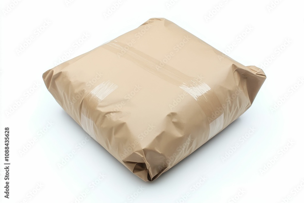 Brown paper package sealed with tape. Brown paper package sealed with tape.