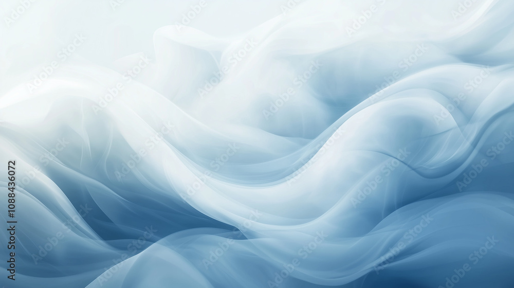 Obraz premium Soft Abstract Layers of Flowing Blue and White Waves Creating a Dreamy, Tranquil Background Design