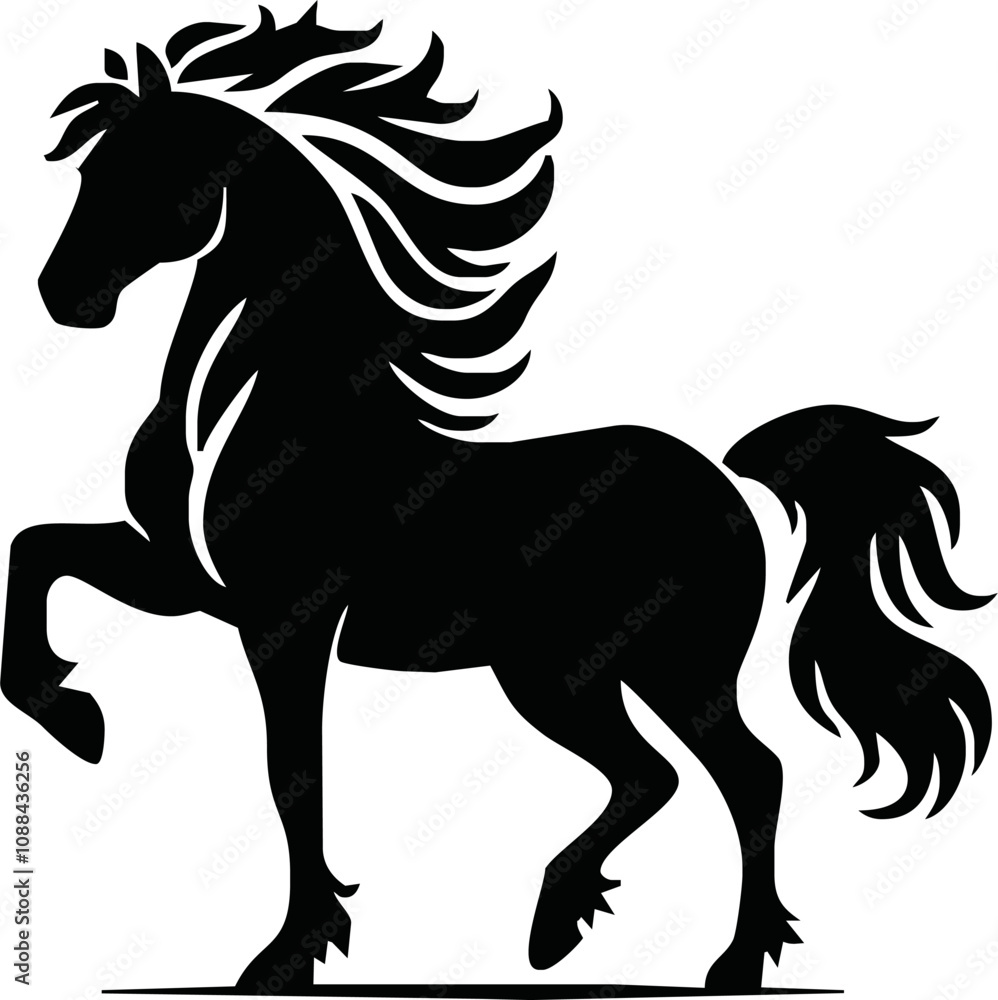 Fototapeta premium Horse silhouette vector style with white background