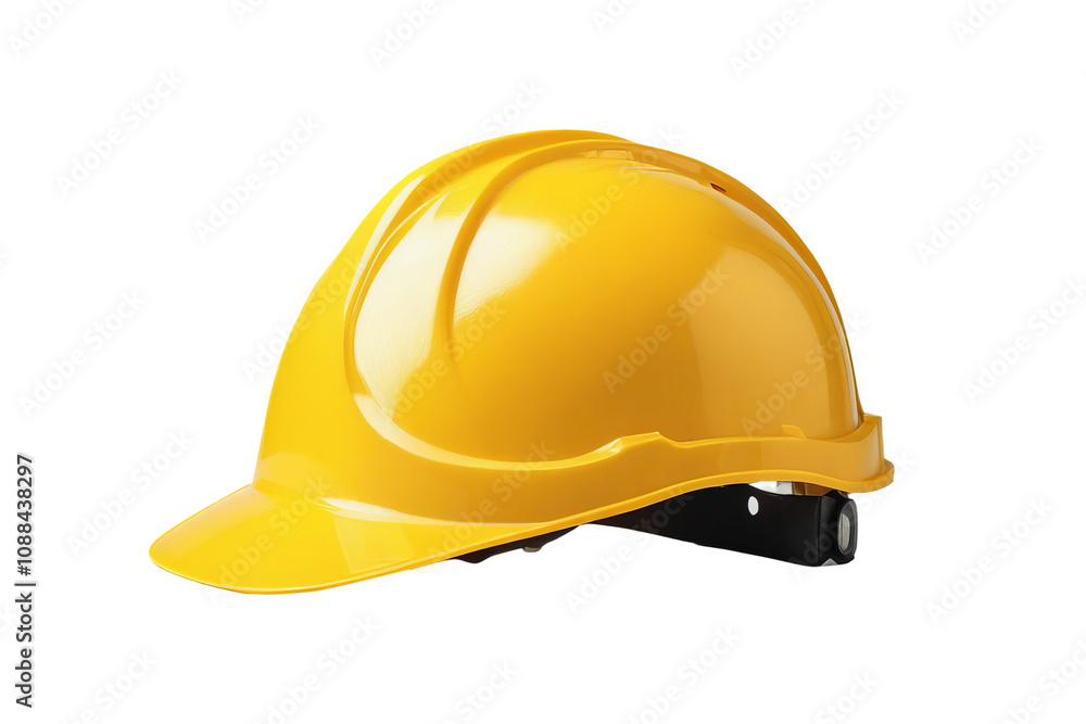 Fototapeta premium Yellow safety helmet isolated, transparent background
