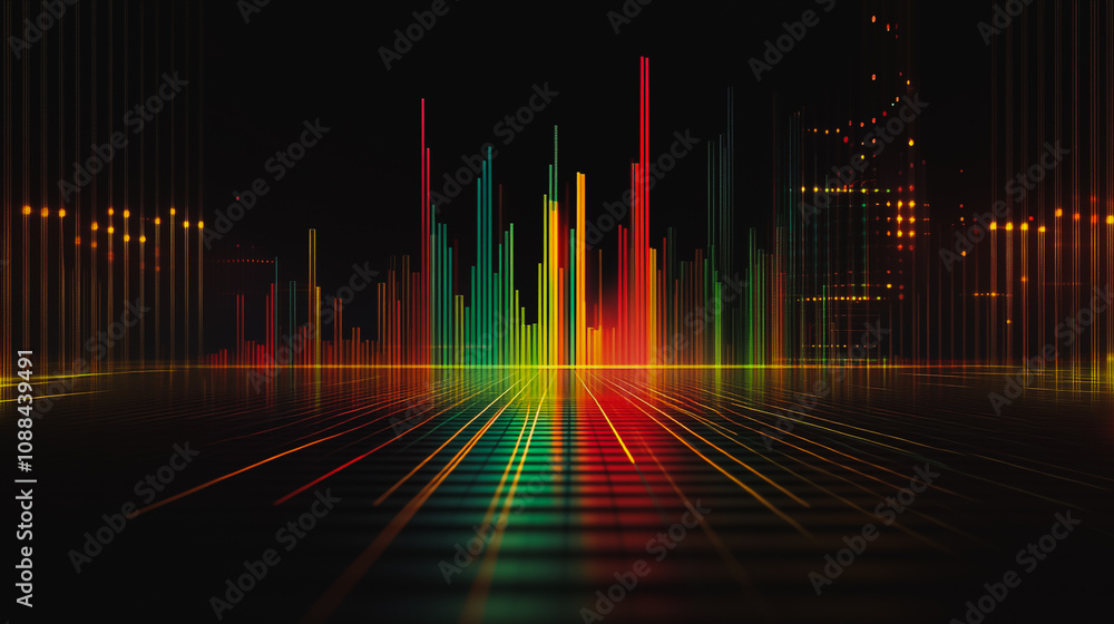 Abstract black background with 3D Colorful charts and graphs with statistics to innovative analyze business potential and forecast future development of companies growth. Abstract black background with 3D Colorful charts and graphs with statistics to innovative analyze business potential and forecast future development of companies growth.