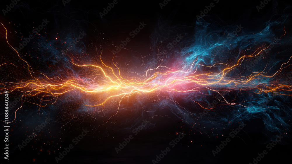 Obraz premium Colorful lightning like sparks glowing and branching create vibrant scene