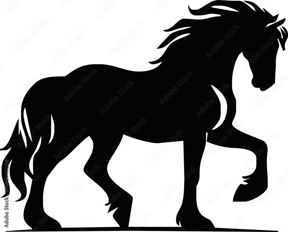 Fototapeta premium Horse silhouette vector style with white background