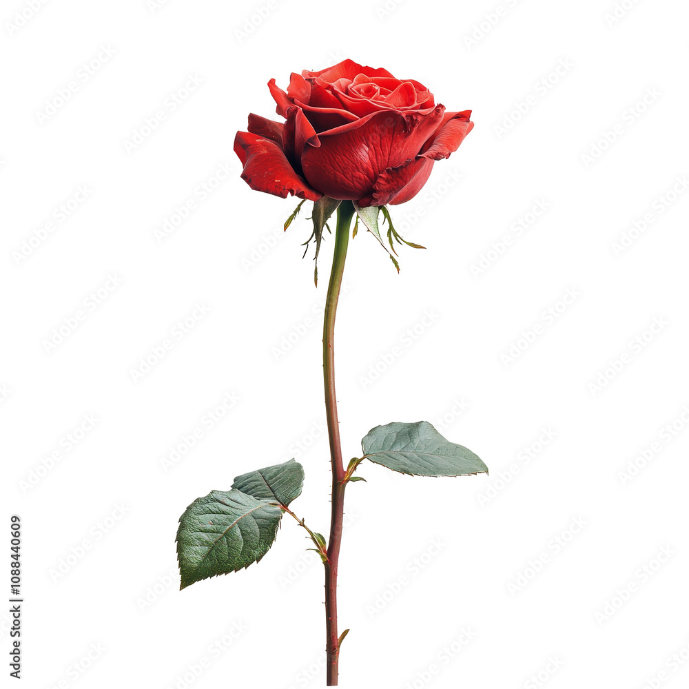 Red rose standing alone against a white background Red rose standing alone against a white background