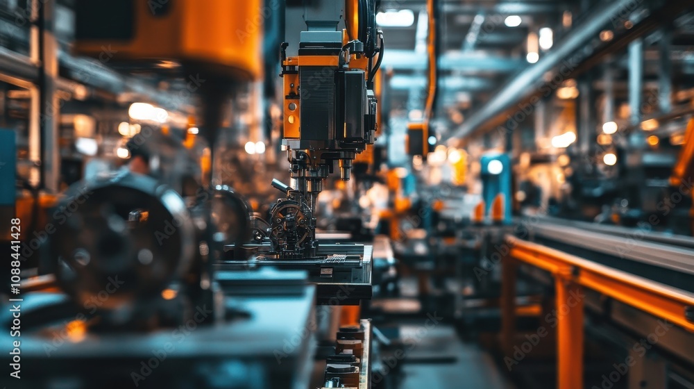 Industrial setting with machinery and equipment in a factory environment. Industrial setting with machinery and equipment in a factory environment.