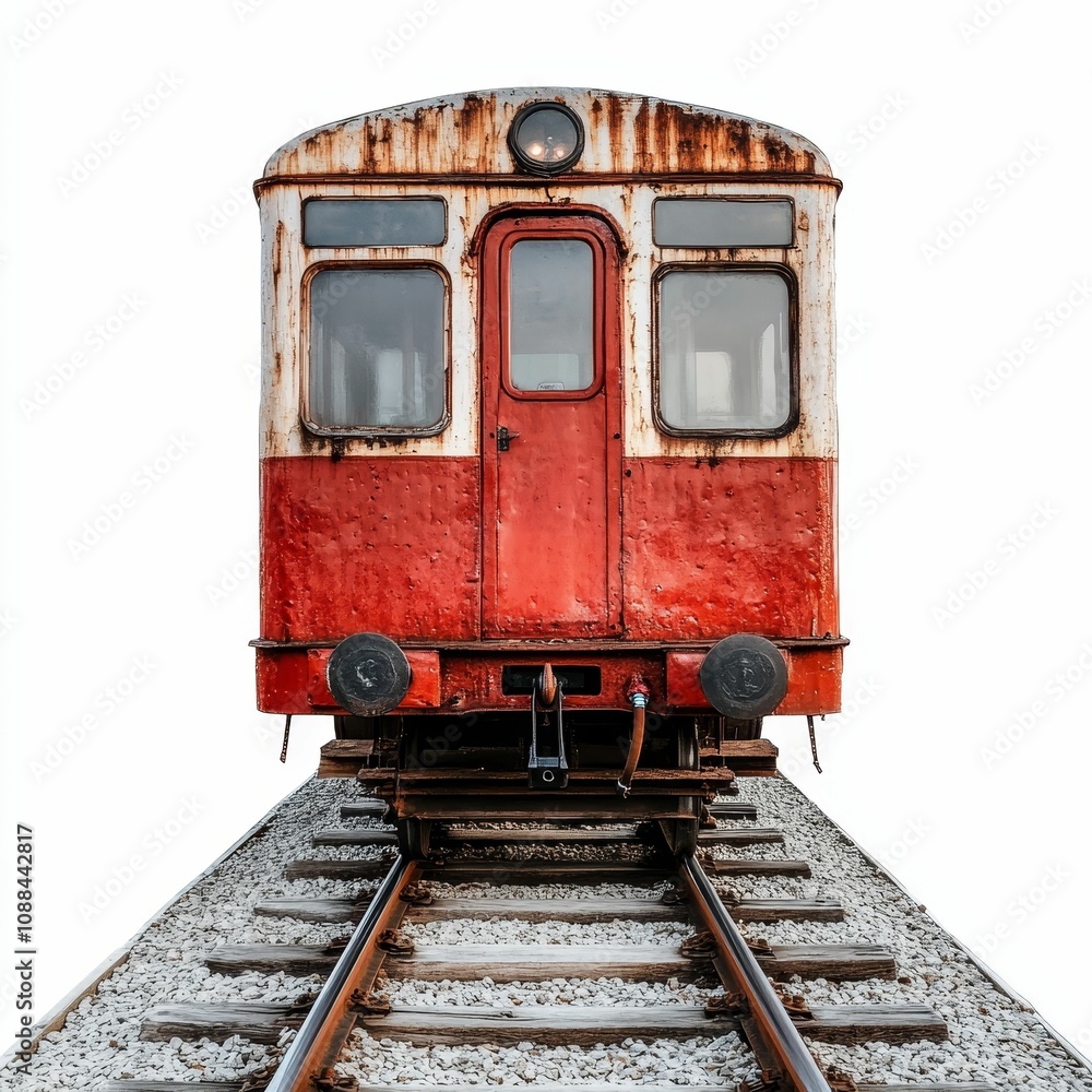 Fototapeta premium Rusty train on railroad tracks.
