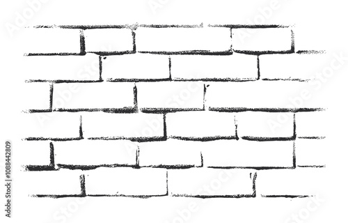 A black and white image of a vintage brick wall background