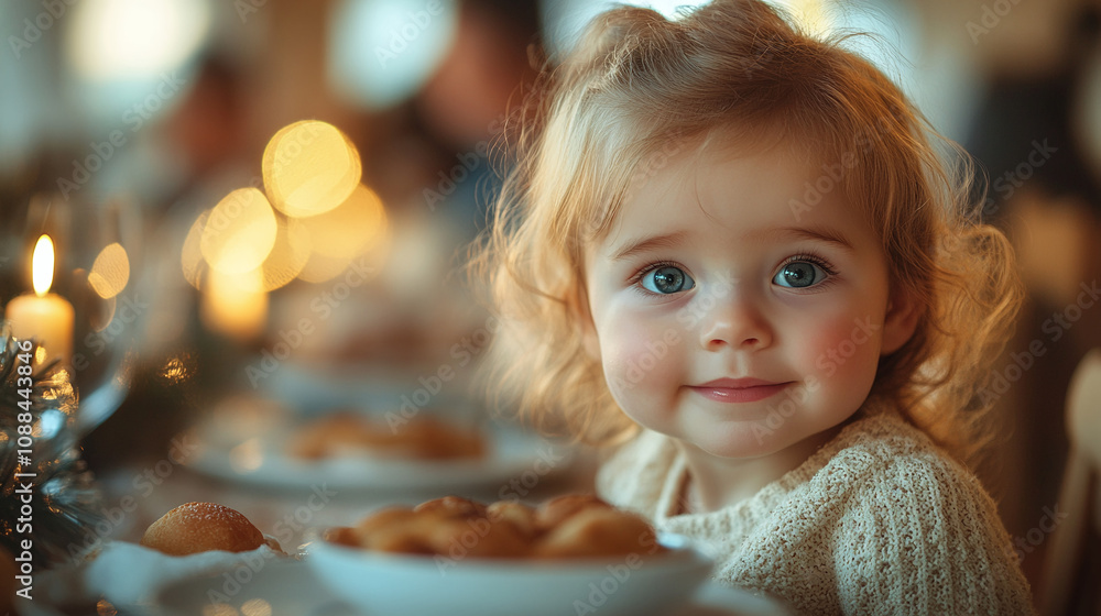 Adorable Baby with Holiday Lights Background spreading joy and festive cheer Adorable Baby with Holiday Lights Background spreading joy and festive cheer