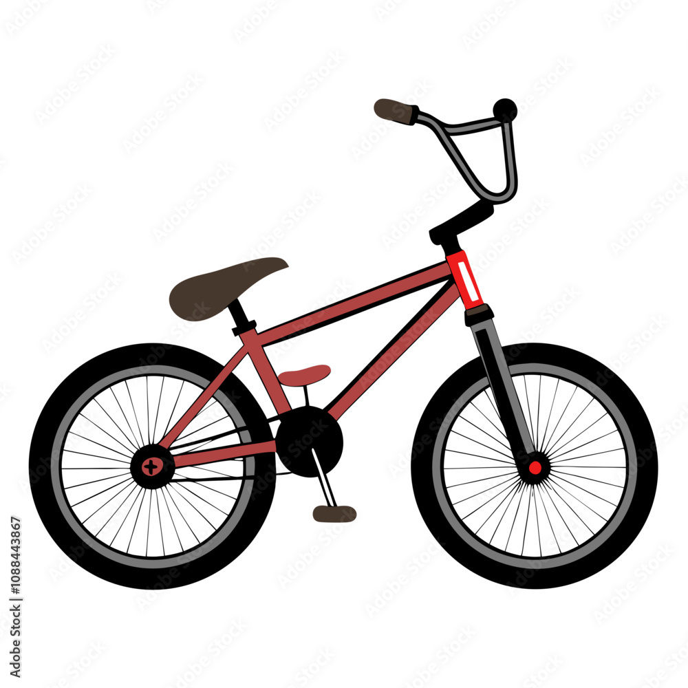 Fototapeta premium BMX Bike Illustration: A vibrant red BMX bicycle, detailed illustration perfect for graphic design projects. 