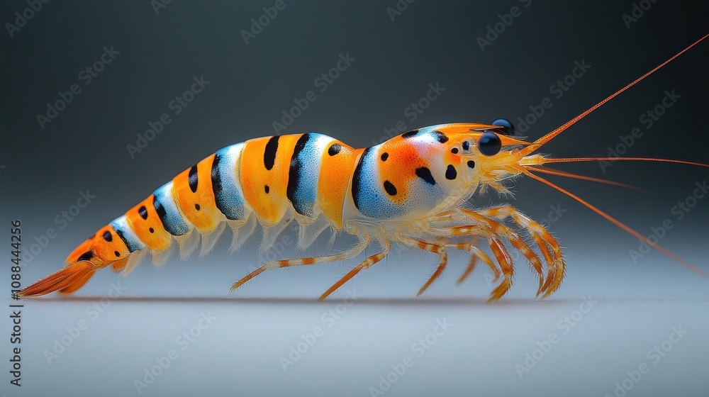 Naklejka premium Striped Shrimp with Vibrant Colors