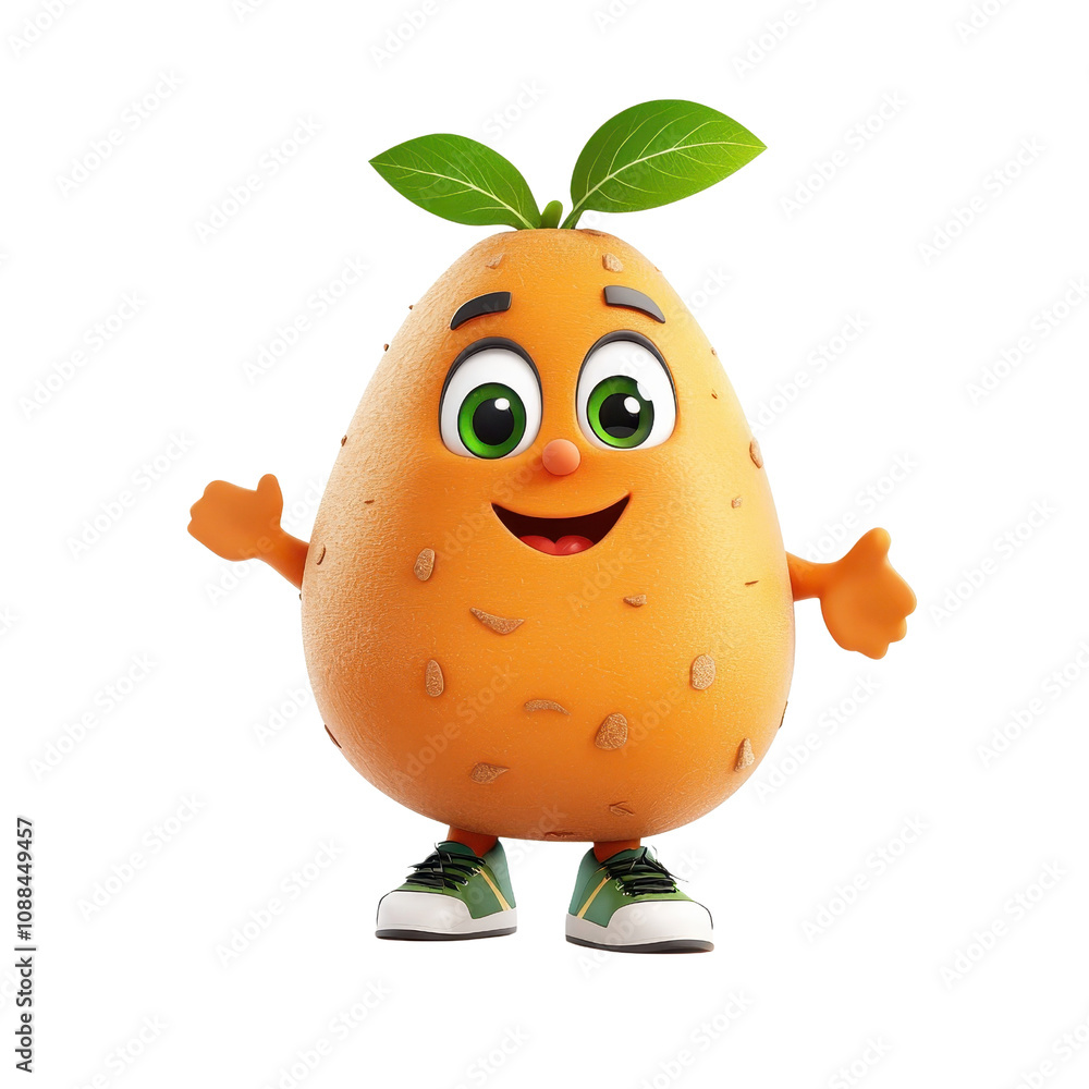 3D cartoon character sweet potato, isolated on a white background. PNG 3D cartoon character sweet potato, isolated on a white background. PNG