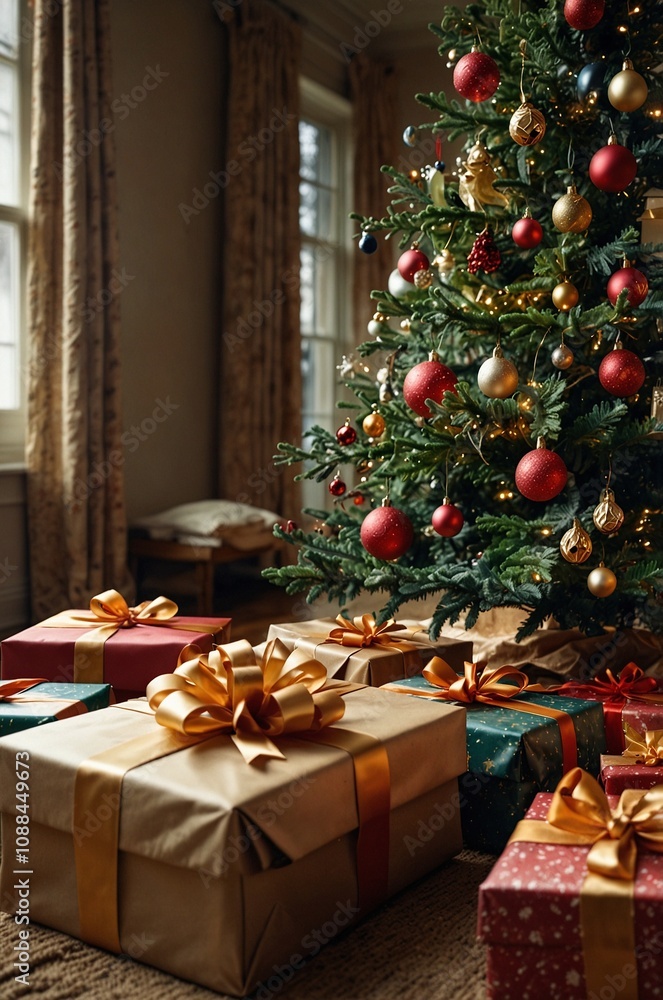 Christmas tree with gifts underneath Christmas tree with gifts underneath
