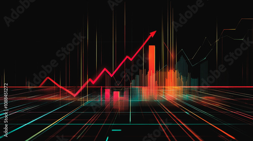 Wallpaper Mural Abstract black background with 3D Colorful charts and graphs with statistics to innovative analyze business potential and forecast future development of companies growth. Torontodigital.ca