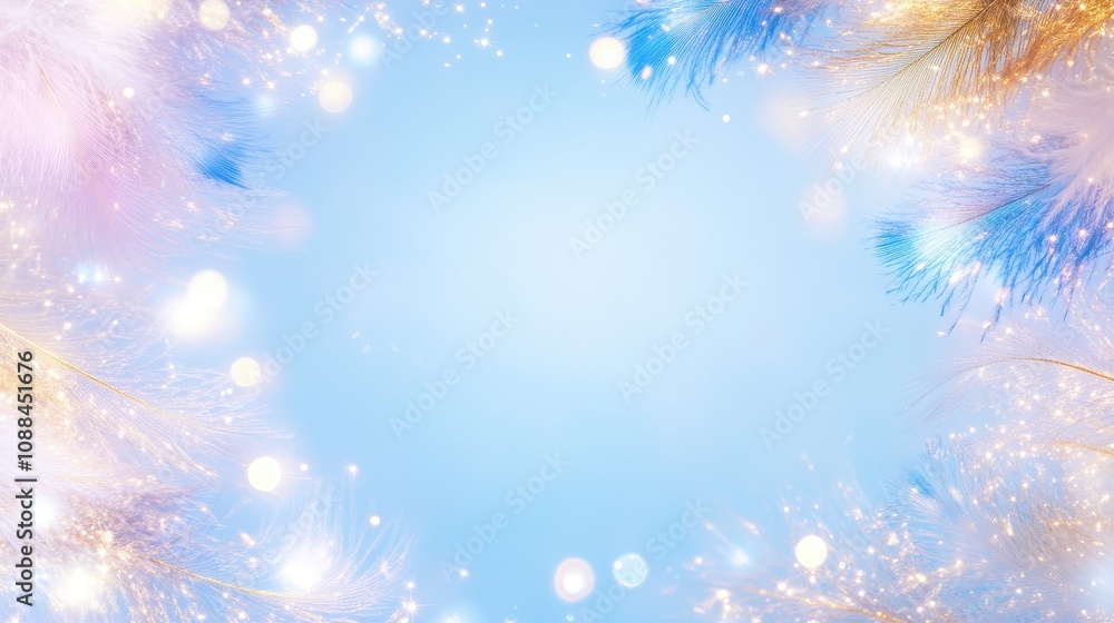 Majestic Peacock Feather Frame with Detailed Patterns and Soft Sparkle Background for Stylish and Elegant Decoration, Ideal for Celebrations and Events Photography Majestic Peacock Feather Frame with Detailed Patterns and Soft Sparkle Background for Stylish and Elegant Decoration, Ideal for Celebrations and Events Photography