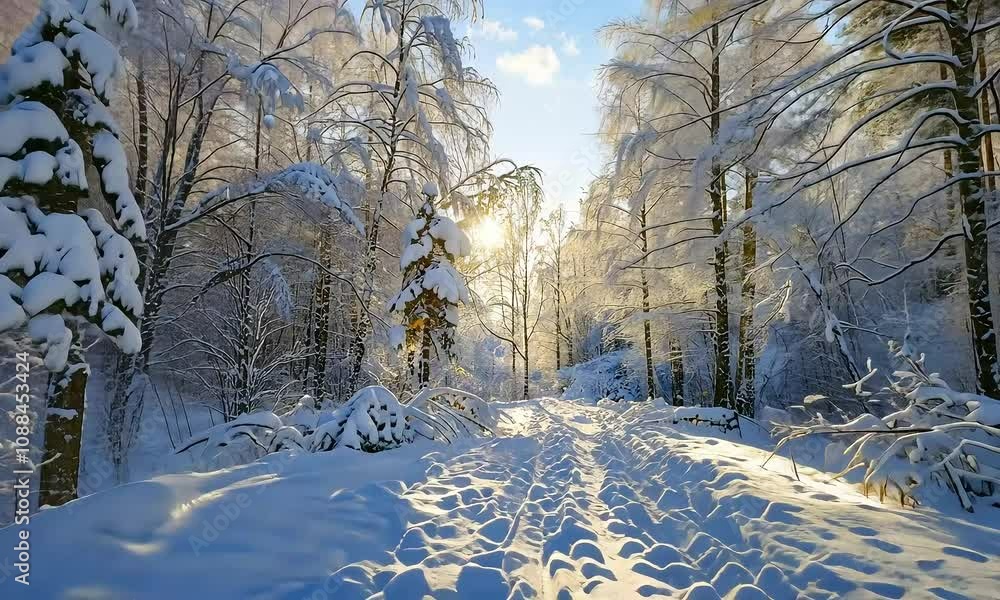 Winter Wonderland: A serene path winds through a snow-covered forest, bathed in the golden glow of the winter sun. The scene evokes a sense of peace and tranquility. Winter Wonderland: A serene path winds through a snow-covered forest, bathed in the golden glow of the winter sun. The scene evokes a sense of peace and tranquility.