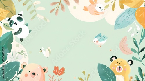 Cute Children's Cartoon Background - A Whimsical World of Fun and Imagination for Kids. The Colorful and Playful Elements, with Charming Characters and Cheerful Scenes