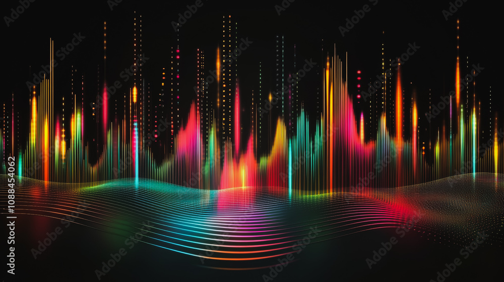 Abstract black background with 3D Colorful charts and graphs with statistics to innovative analyze business potential and forecast future development of companies growth. Abstract black background with 3D Colorful charts and graphs with statistics to innovative analyze business potential and forecast future development of companies growth.