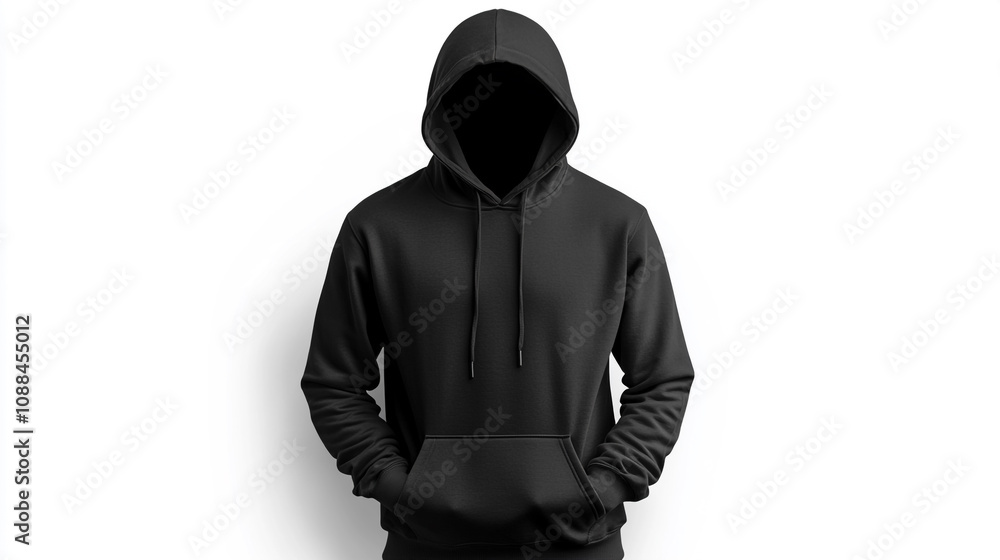 Black hoodie mockup on a plain background for fashion and apparel design showcase Black hoodie mockup on a plain background for fashion and apparel design showcase