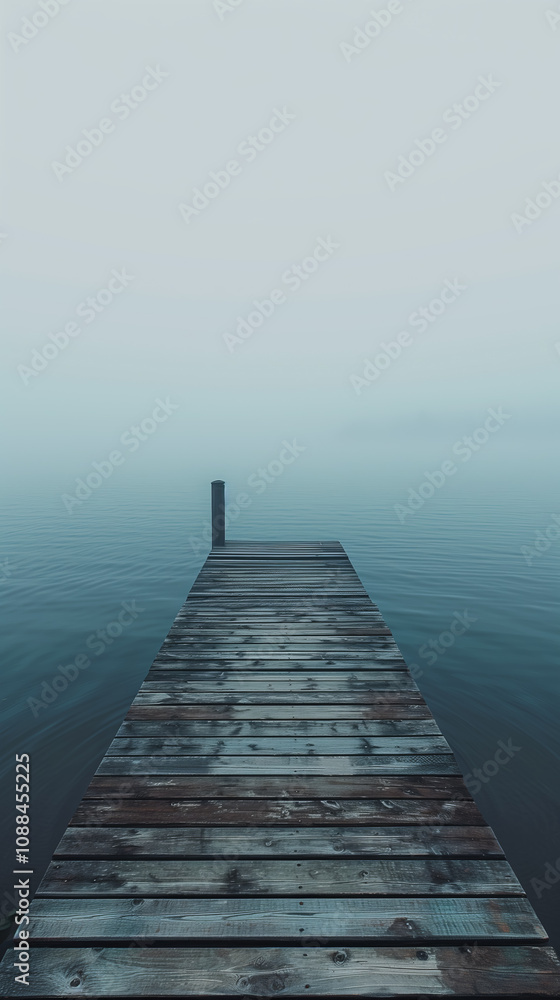A meditative landscape of a mountain lake viewed from a small boat dock with fog in early spring or autumn. Perfect for screensavers or interior design. A meditative landscape of a mountain lake viewed from a small boat dock with fog in early spring or autumn. Perfect for screensavers or interior design.
