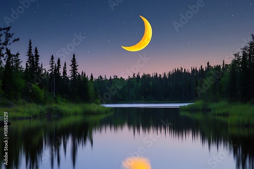 night landscape with moon
