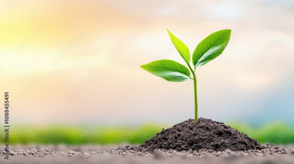 Growing green plant sprouting in nature's embrace Growing green plant sprouting in nature's embrace