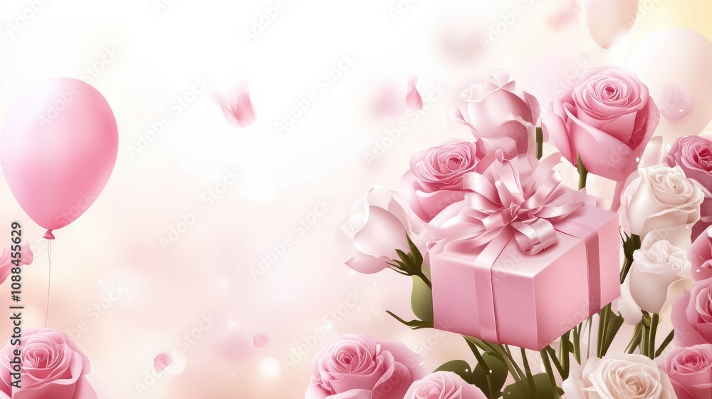 happy birthday beautiful greeting card background or banner with pink romance theme. vector happy birthday beautiful greeting card background or banner with pink romance theme. vector