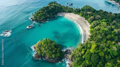 Soar over Manuel Antonio National Park and discover its stunning Manuel Antonio Beach. This famous park protects Costa Rica's incredible wildlife.