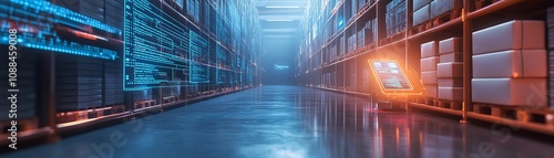 Innovative smart warehouse management using iot and smart contracts modern distribution center digital infrastructure industrial environment futuristic viewpoint efficiency concept