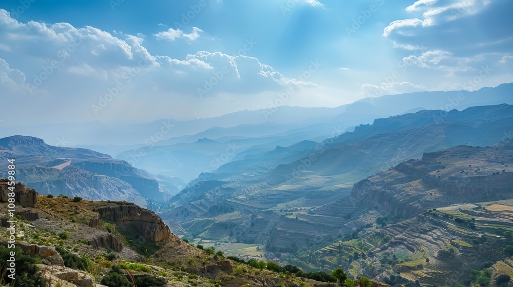 Naklejka premium Stunning mountainsides and vistas near Feifa, Jordan