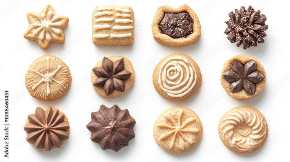 Homemade christmas cookies on white background, top view Homemade christmas cookies on white background, top view