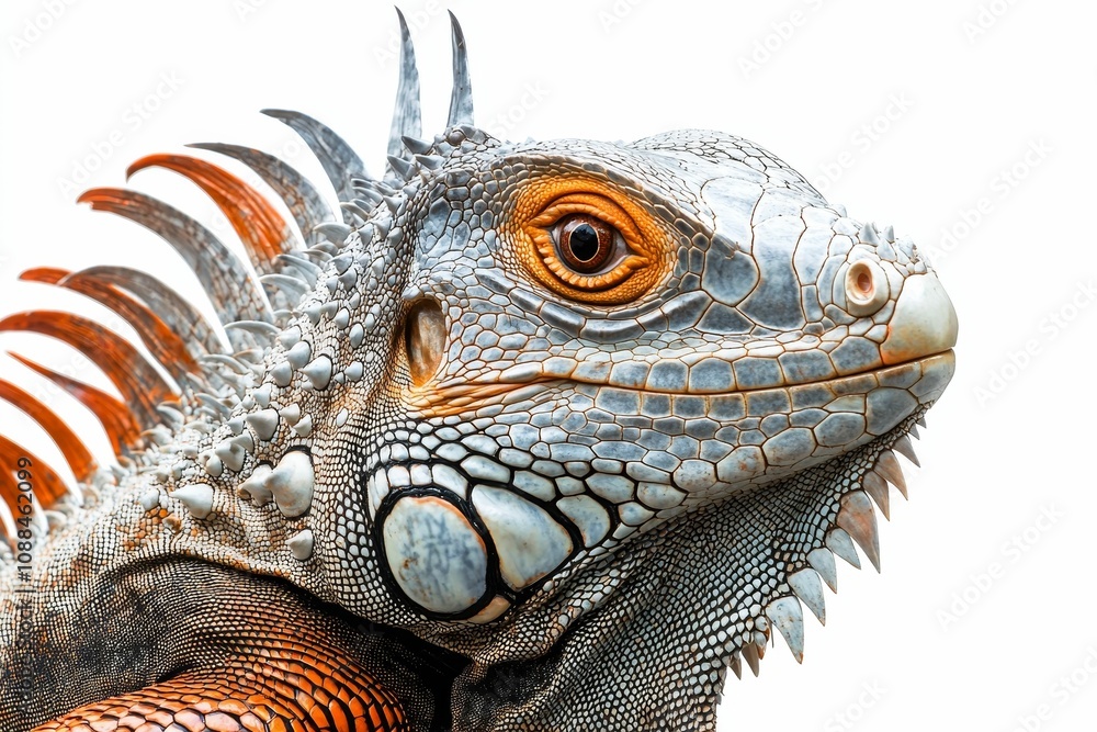 Fototapeta premium Close-up of a green iguana's head.