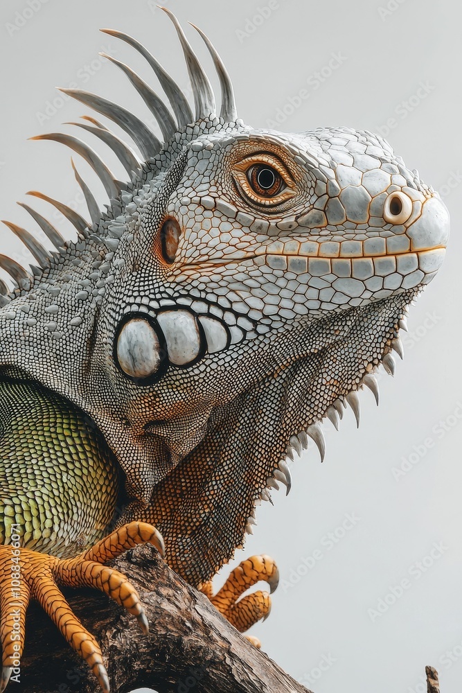 Obraz premium Close-up of iguana with spiky crest.