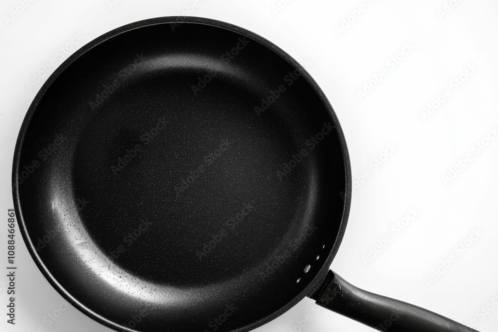 Black frying pan on white background. Black frying pan on white background.