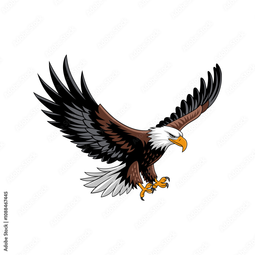 Obraz premium Majestic Bald Eagle in Flight with Spread Wings