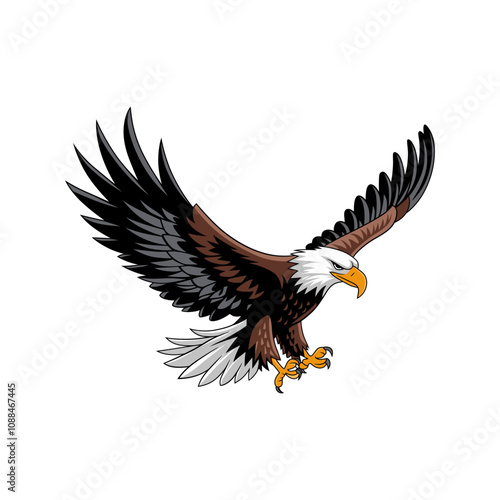 Majestic Bald Eagle in Flight with Spread Wings