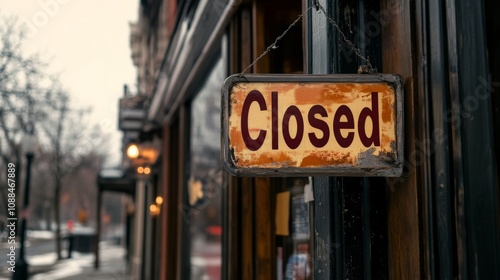 Closed Sign Reflecting Economic Struggles of Businesses