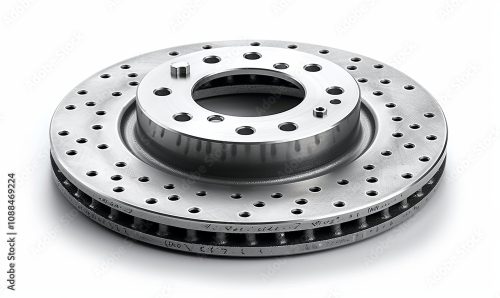 Showcasing a detailed illustration of a brake disk and wheel hub, this composition emphasizes the precision engineering essential for effective braking systems, surrounded by a clean white backdrop Showcasing a detailed illustration of a brake disk and wheel hub, this composition emphasizes the precision engineering essential for effective braking systems, surrounded by a clean white backdrop