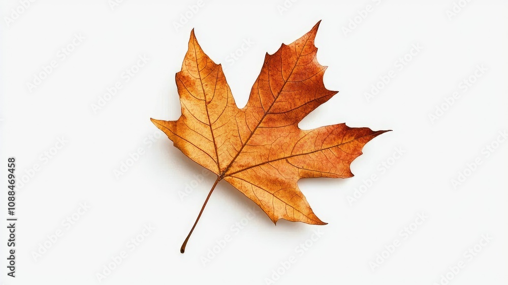 Vibrant Autumn Maple Leaf Isolated on White Background Showcasing Natural Textures and Rich Orange-Brown Hues Evoking the Essence of Fall Splendor Vibrant Autumn Maple Leaf Isolated on White Background Showcasing Natural Textures and Rich Orange-Brown Hues Evoking the Essence of Fall Splendor