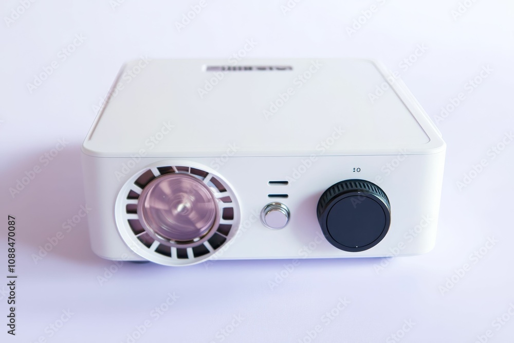 Fototapeta premium White projector with a lens and knob.