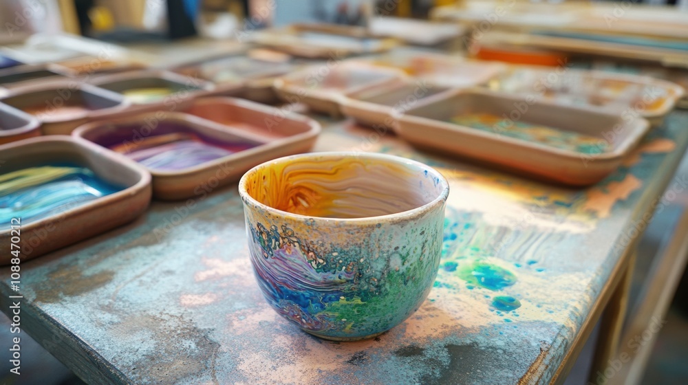 Colorful Pottery Cup. Colorful Pottery Cup.