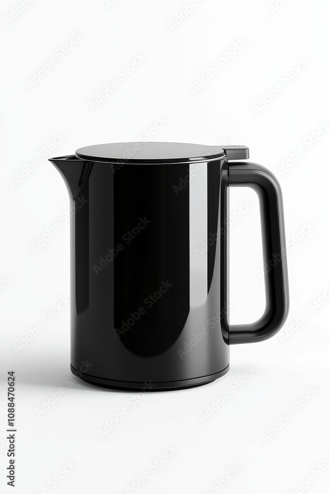 A black kettle on a white background. A black kettle on a white background.