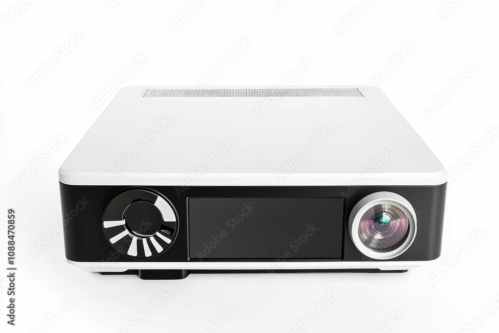Obraz premium Black and white projector on white background.