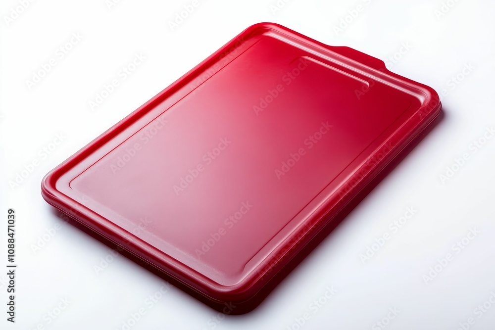 Red plastic cutting board on white. Red plastic cutting board on white.