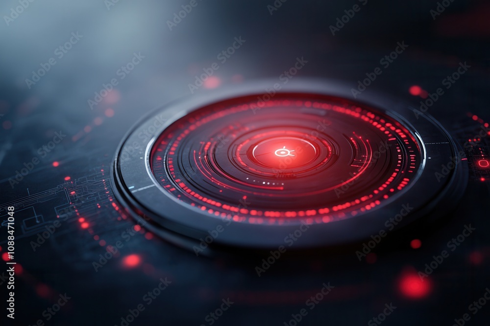 Innovative Product Design with User-Centric Concept: A futuristic, glowing red circular interface displayed on a dark background, featuring intricate patterns and digital elements. Innovative Product Design with User-Centric Concept: A futuristic, glowing red circular interface displayed on a dark background, featuring intricate patterns and digital elements.