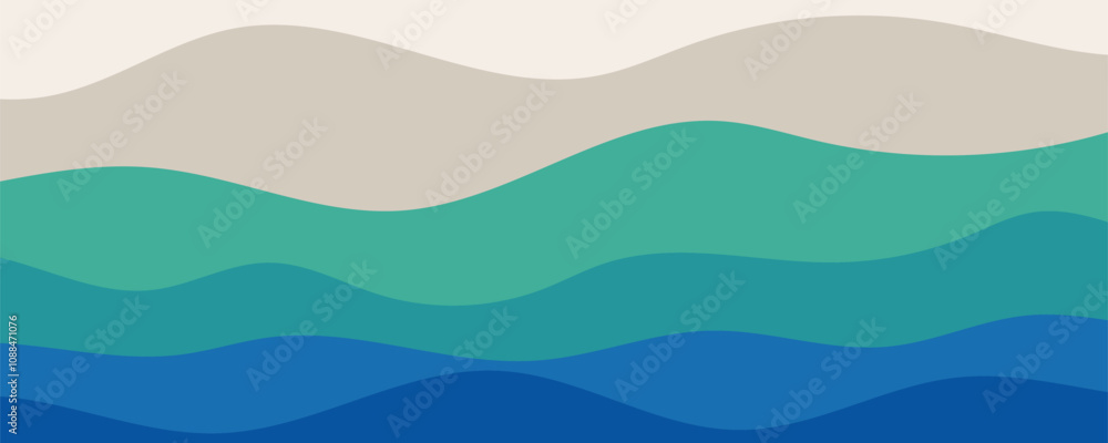 Sea waves layered vector background illustration and sea beach vector illustration. Sea waves layered vector background illustration and sea beach vector illustration.