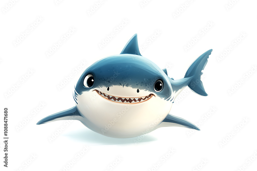A cute, cartoonish shark character with a friendly smile. A cute, cartoonish shark character with a friendly smile.