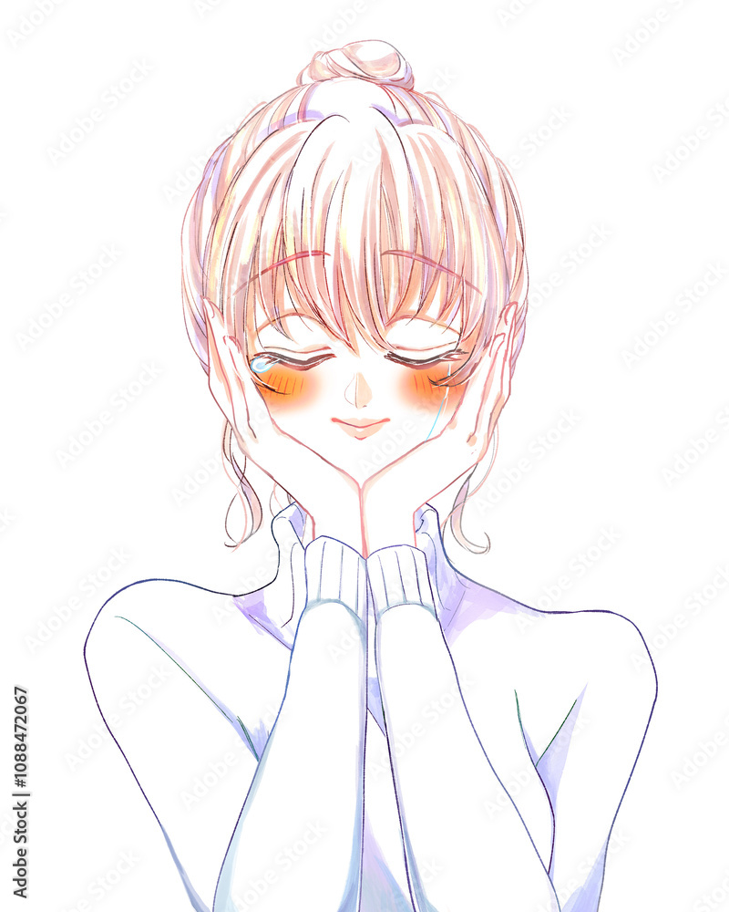 うれし泣きしている女性